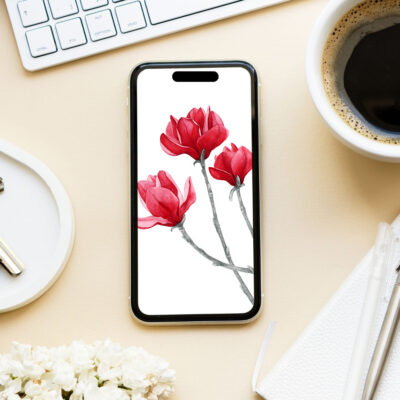 Set of 7 phone wallpapers with magnolias